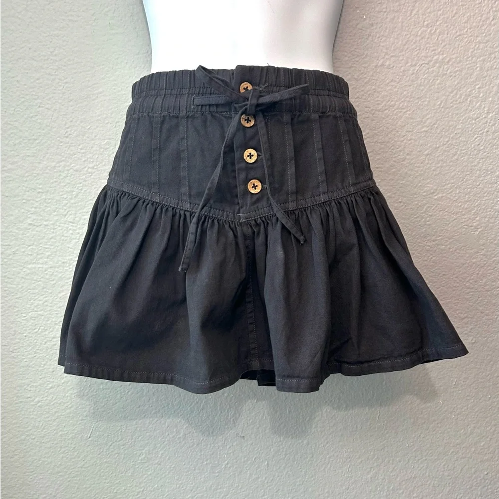 Free People We The Free Roselle Denim Mini Skirt in Black Sz Small NWT See Image